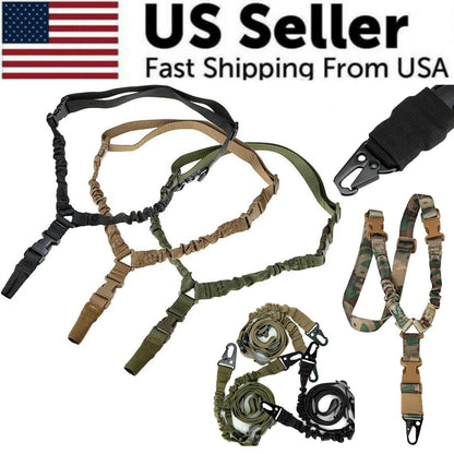 Heavy Duty Tactical Single Point Gun Rifle Sling Adjust & Quick Detach QD Buckle