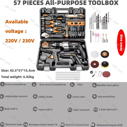 Complete Tool Kit Professional Mechanic Car Repair Drill Toolkit Electrician Woodwork Handy Household Maintenance Tools Product