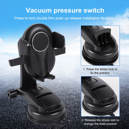 Car Phone Holder Mount, Dashboard Phone Mount for Car, Adjustable Rotating Phone Holder with Suction Cup Mount, Suction Base and Pop up Button, Fits Phones up to 6.5”