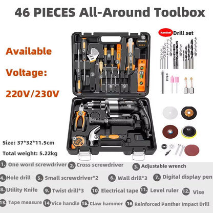 Complete Tool Kit Professional Mechanic Car Repair Drill Toolkit Electrician Woodwork Handy Household Maintenance Tools Product